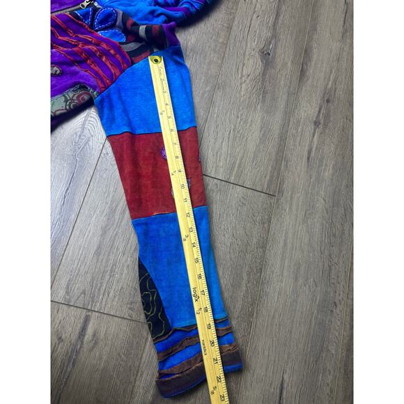 Rising International Patchwork Boho Hoodie Jacket Multicolor Cotton L Nepal - Picture 5 of 7